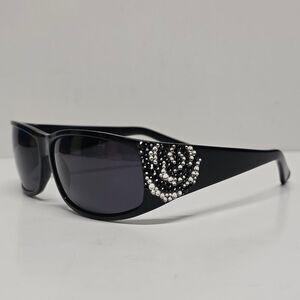 Jimmy Crystal New York Black Polarized Sunglasses SWAROVSKI Crystal Roses Accent